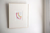 "Joyful Connections" Original Art Framed in 16x20 Aluminum Brass - Coral and Blue Punch