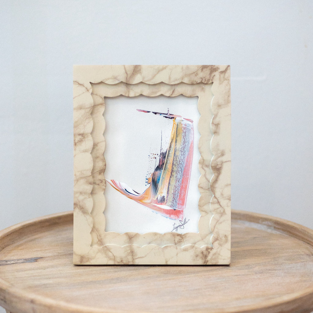 Original Artwork in Scalloped Faux Marble 7.5x9.5 Frame