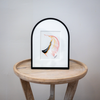 "Joyful Connections" Original Art - black peach swish, 9x12 Arches Aluminum Frame