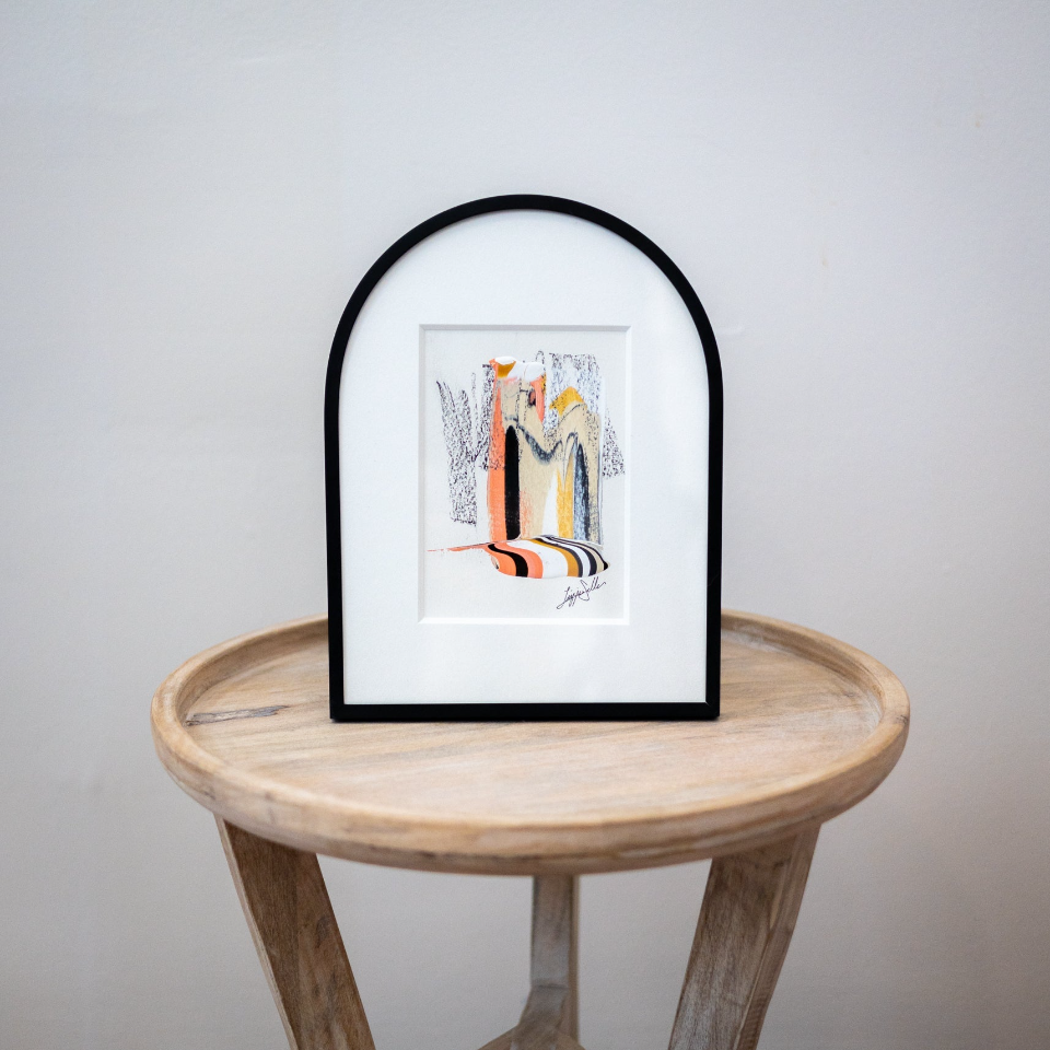 "Joyful Connections" Original Art - High Contrast Swish, 9x12 Arches Aluminum Frame