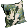 18" Square Cotton Blend Velvet Printed Pillow with Cranes & Piping