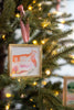 Merry & Bright Original Art Ornament - Green Gold Pink Vertical