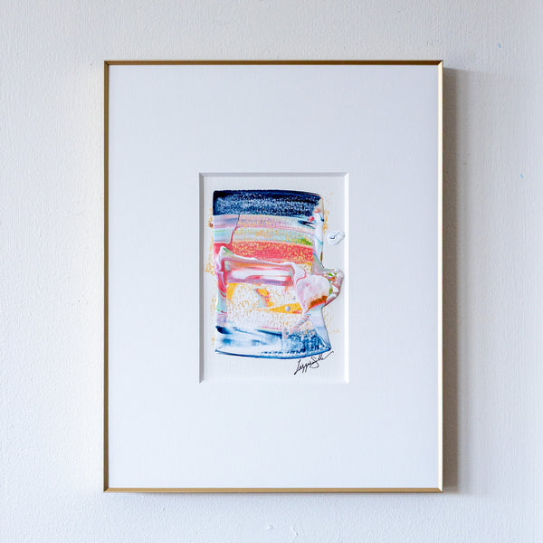 Chunky Acrylic abstract painting in old frame on white wall