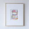 Framed abstract art painting on a white wall