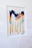 "Joyful Connections" Original Art Framed in 11x14 Aluminum Brass - High Contrast Horizontal Swish with Vertical Gold Markings
