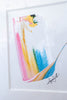 "Joyful Connections" Original Art Framed in 16x20 Aluminum Brass - Pink Gold Blue Swish