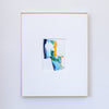 "Joyful Connections" Original Art Framed in 16x20 Aluminum Brass - Cornered Swish Green Blue Metallic Gold