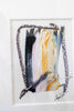 abstract painting featuring black, white, yellow, and pale green acrylic with black oil paste