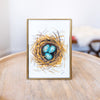 "Ordinary Beauty" Watercolor Nest Painting in Antique Brass Tabletop Frame