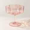 Hand-Blown Pleated Flower Shaped Stemmed Coupe Glass