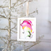 Let It Snow Original Art Ornament - Raspberry Green Wavy Swish 2