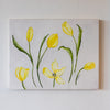 April 29th Yellow Tulips Watercolor on Wood