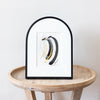 "Joyful Connections" Original Art - Black, tan and gold swish, 9x12 Arches Aluminum Frame
