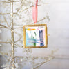 Merry & Bright Original Art Ornament - Blue Gold Criss Cross