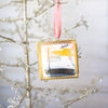 Merry & Bright Original Art Ornament - Black Gold Blue Swish
