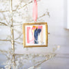 Merry & Bright Original Art Ornament - Peach Navy Nude Vertical Swish