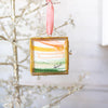Merry & Bright Original Art Ornament - Peach and Green Abstract Landscape