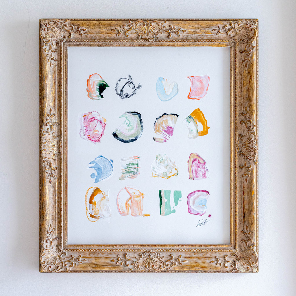 "Bright Spots 7" Original Art in Antique Champagne Gold Frame