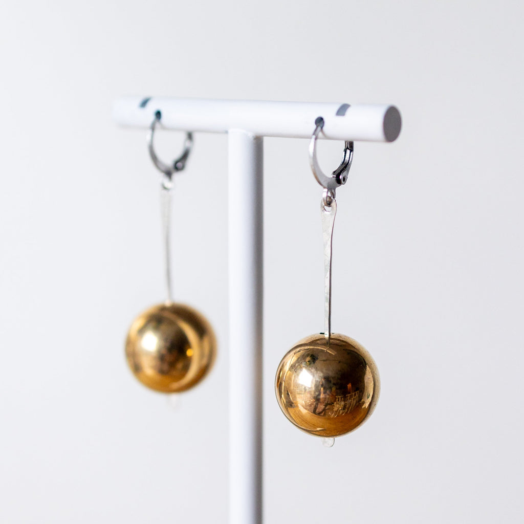 Neptune Drop Earrings - Brass