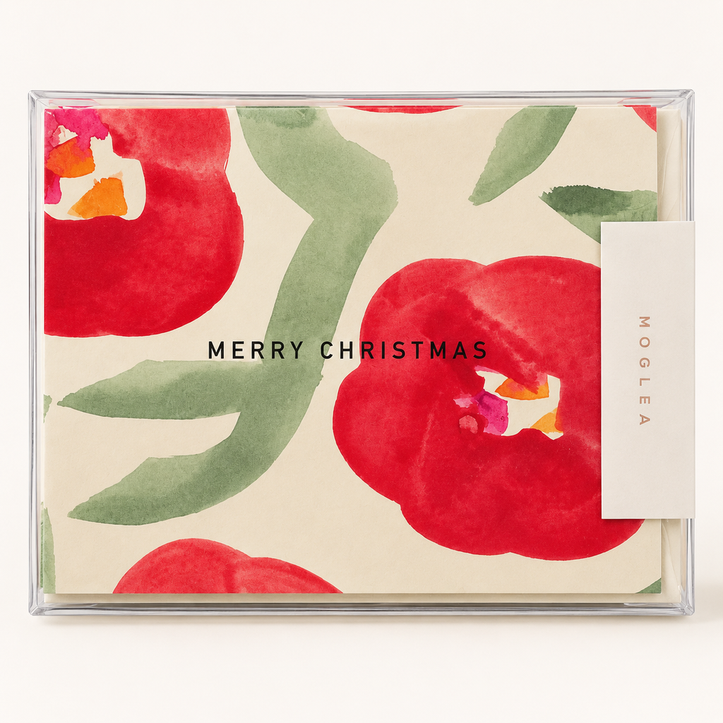 Poinsettia Christmas - Hand Painted Greeting Card, Boxed Set of 6