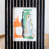 Original Artwork in Striped Bone Frame 7.5"x9.5"