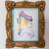 "Joyful Connections" Original Art in Hand Carved Wood Vintage Shadow Box Frame