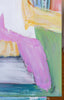 Abstract painting with colorful brush strokes on a white background