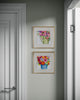 Garden Bouquet Series in 12.5x12.5 Gold Frames - Blue Vase Arrangement 2