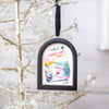 Jingle Bell Original Art Ornament - Multi Color Side Swish
