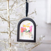 Jingle Bell Original Art Ornament - Wavy Horizontal Pinks Coral Gold Green Abstract