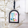 Jingle Bell Original Art Ornament - Blue Green Gold Pink with Swirl