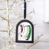 Jingle Bell Original Art Ornament - Green Pink Gold Black Festive Swish