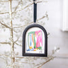 Jingle Bell Original Art Ornament - Mixed pink green blue gold abstract