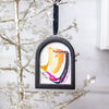 Jingle Bell Original Art Ornament - Orange Gold Fuchsia Black Big Swish