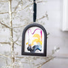Jingle Bell Original Art Ornament - Wavy Swish Raspberry Gold Navy