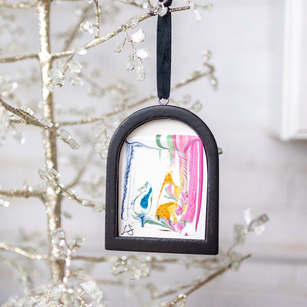 Jingle Bell Original Art Ornament - Candy Chaos Swish and Swirl
