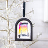 Jingle Bell Original Art Ornament - Yellow Black Raspberry Swish Horizontal
