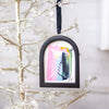 Jingle Bell Original Art Ornament - Pale Pink Blue Green Navy Swish with Perfect Twist