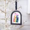 Jingle Bell Original Art Ornament - Red Gold Blue Green Festive Swish