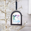 Jingle Bell Original Art Ornament - Pink Blue Green Horizontal Swish with Twist