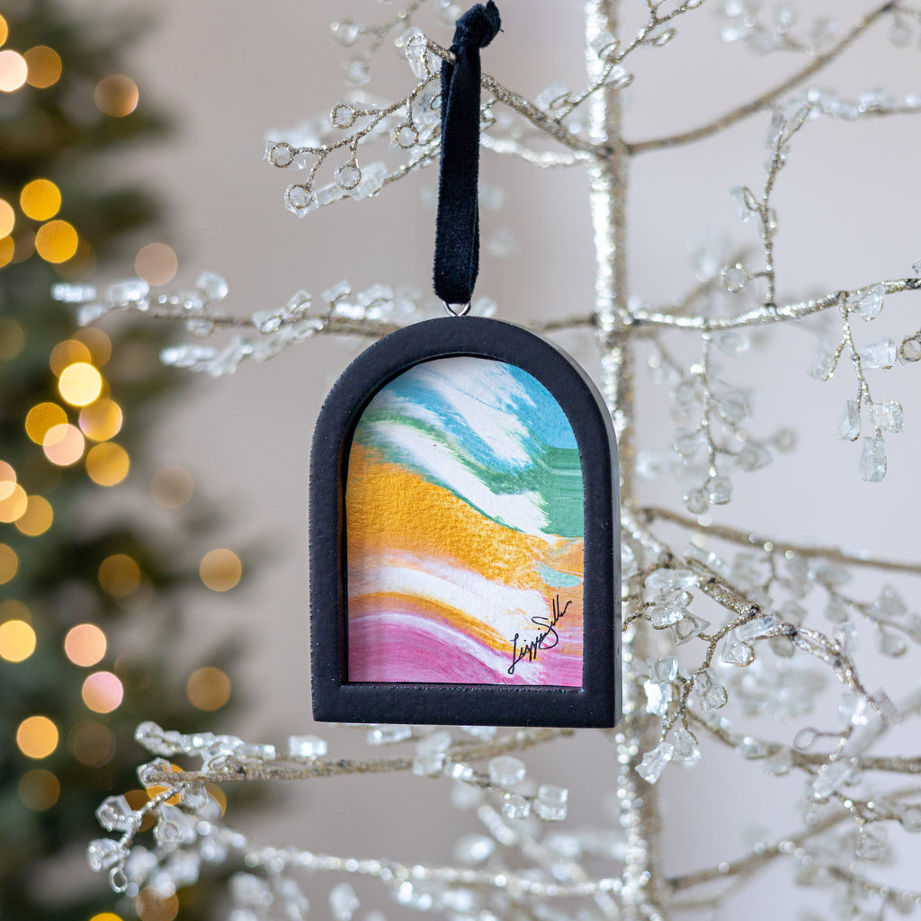 Jingle Bell Original Art Ornament - Rainbow