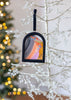 Jingle Bell Original Art Ornament - Black Coral Pink Gold Swish