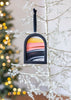 Jingle Bell Original Art Ornament -  Gold Peach Black Swish