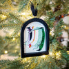 Jingle Bell Original Art Ornament - Green Pink Gold Black Festive Swish