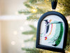 Jingle Bell Original Art Ornament - Green Pink Gold Black Festive Swish