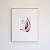 "Joyful Connections" Original Art Framed in 11x14 Aluminum Brass - Black and Pink Swish