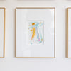 "Joyful Connections" Original Art Framed in 11x14 Aluminum Brass - Soft aqua and gold
