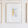 "Joyful Connections" Original Art Framed in 11x14 Aluminum Brass - Soft aqua and gold