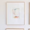 "Joyful Connections" Original Art Framed in 11x14 Aluminum Brass - White Peach Swish