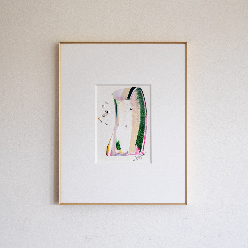 "Joyful Connections" Original Art Framed in 11x14 Aluminum Brass - Confetti with Flip
